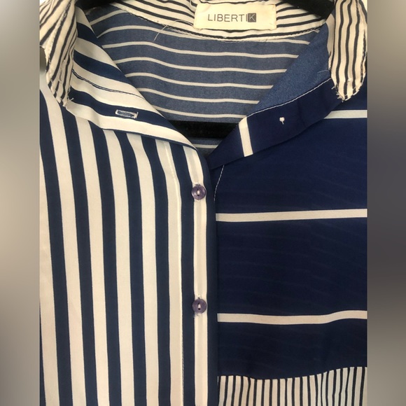 Navy stripped button down, woman’s small - Picture 3 of 3